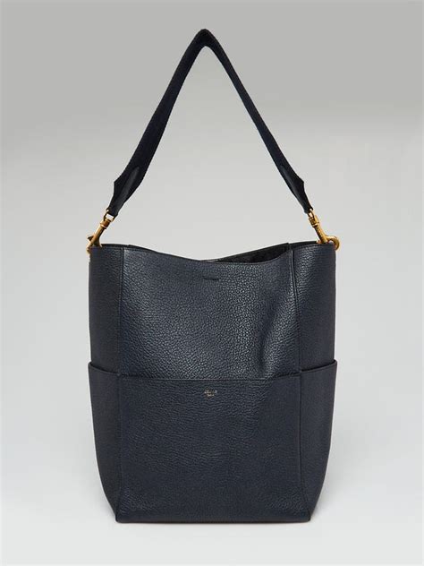 Seau sangle leather tote Celine Navy in Leather 